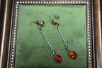 Vintage Amber and Sterling Silver Drop Earrings