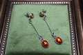 Vintage Amber and Sterling Silver Drop Earrings