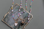 Rainbow Beaded Pearl Necklace (Black Heart) (detail) – The Nook