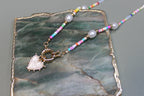 Rainbow Beaded Pearl Necklace (White Heart) (detail) – The Nook