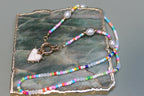 Rainbow Beaded Pearl Necklace (White Heart) – The Nook