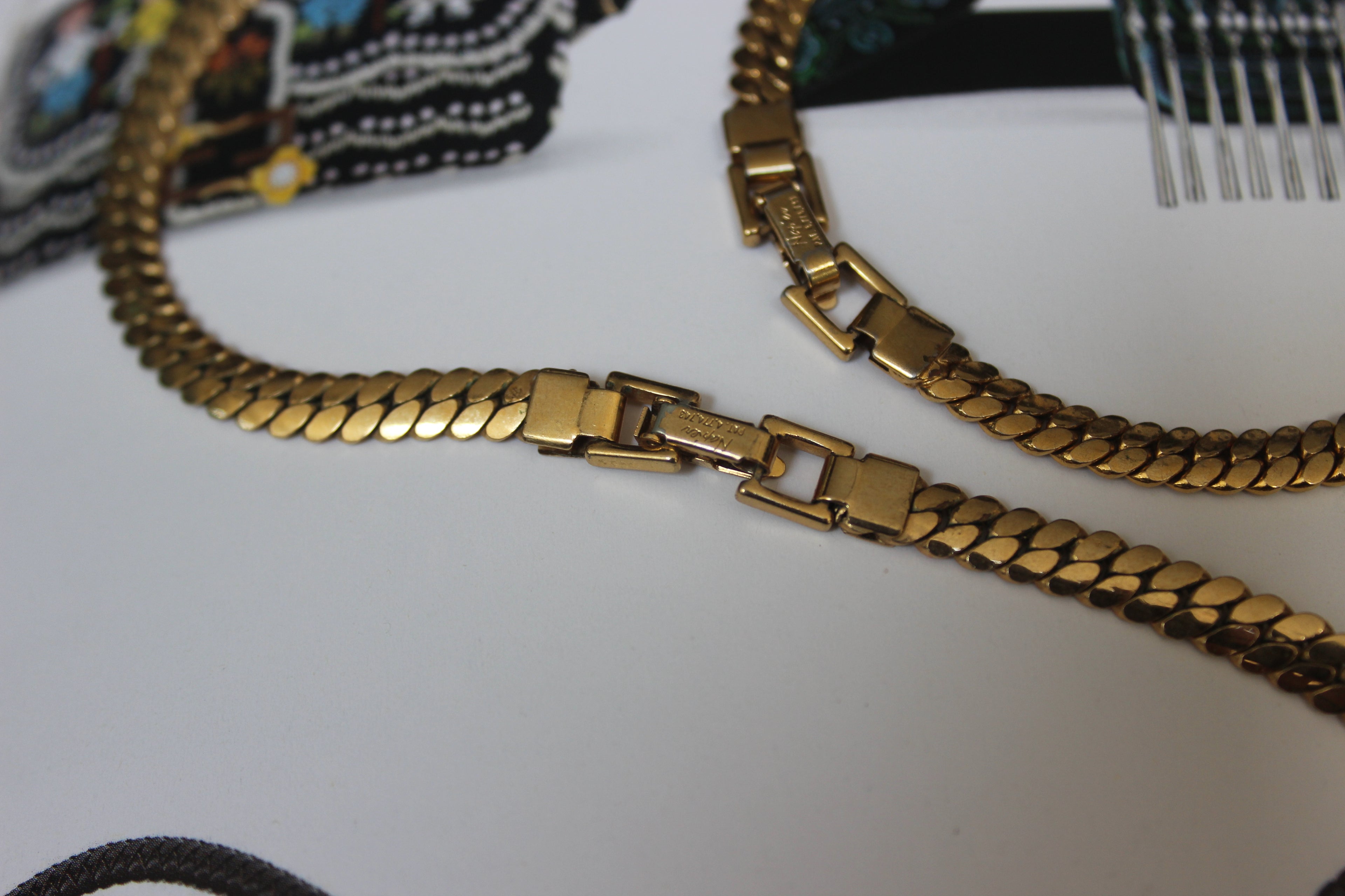 Vintage Napier Gold Tone Necklace & Bracelet Set | 1980s