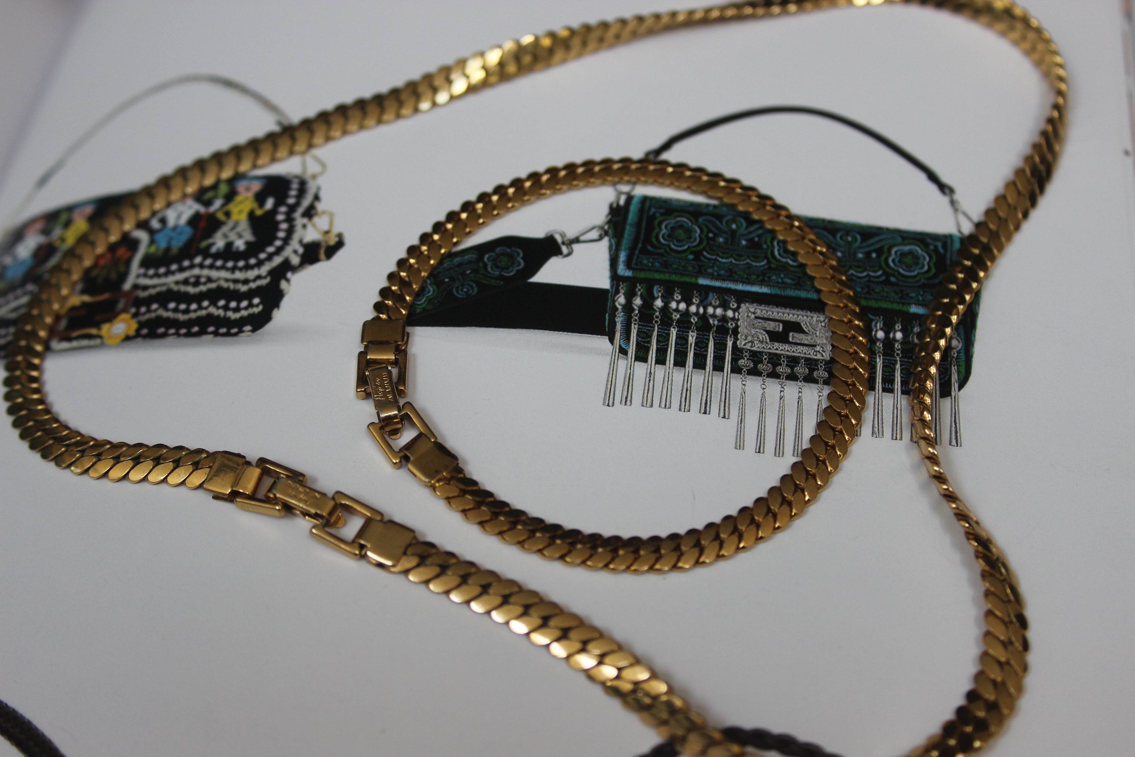 Vintage Napier Gold Tone Necklace & Bracelet Set | 1980s