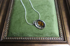 Vintage Oval Amber Pendant Sterling Silver Necklace
