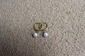Gold Hoop Earrings with Pearl Ball Accents