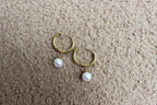 Gold Hoop Earrings with Pearl Ball Accents