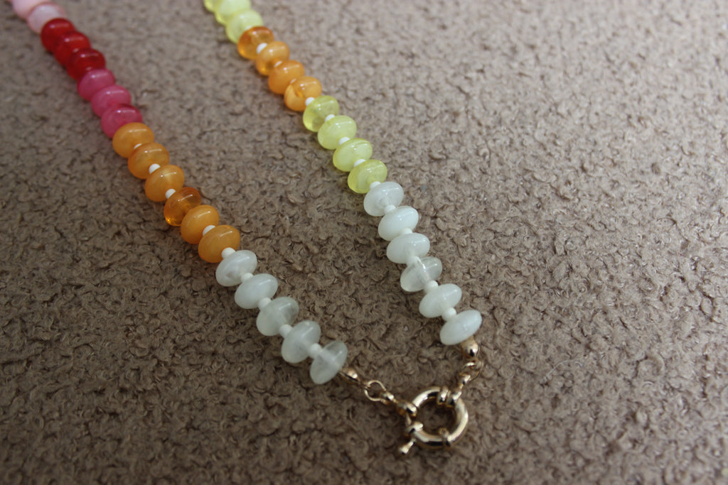 Rainbow Beaded O Ring Necklace (close-up) – The Nook