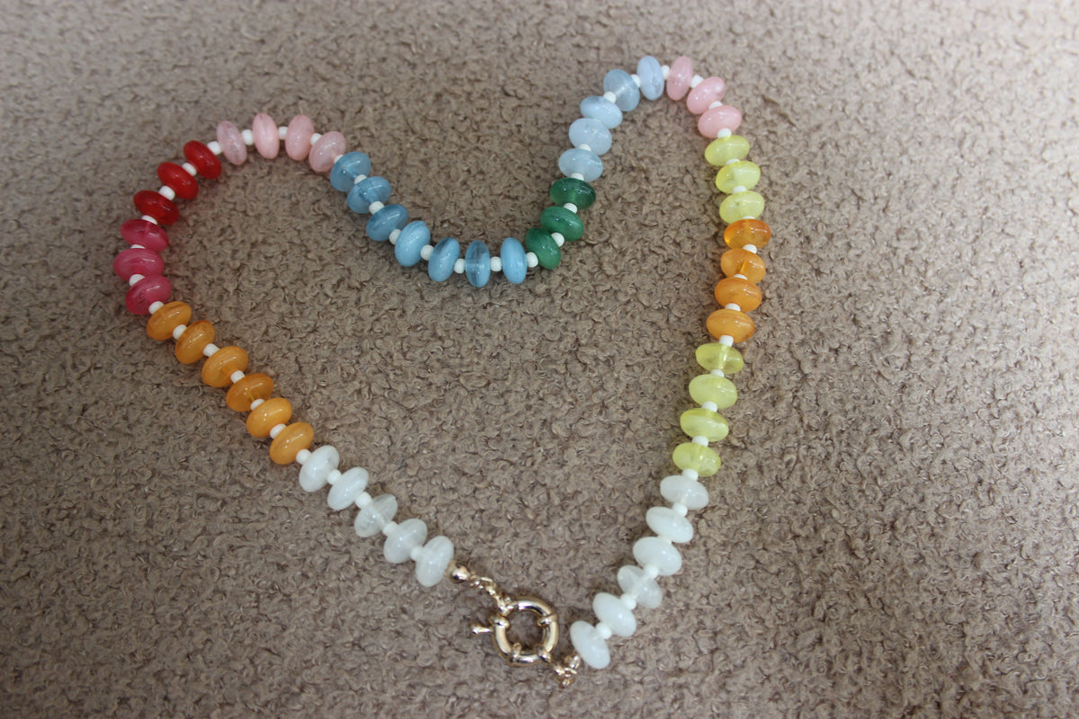Rainbow Beaded O Ring Necklace (alternate view) – The Nook