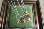 Vintage Oval Amber Pendant Sterling Silver Necklace