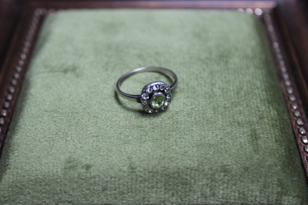 Vintage Sterling Silver Ring with Oval Green Stone