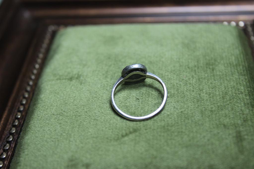 Vintage Sterling Silver Ring with Oval Green Stone