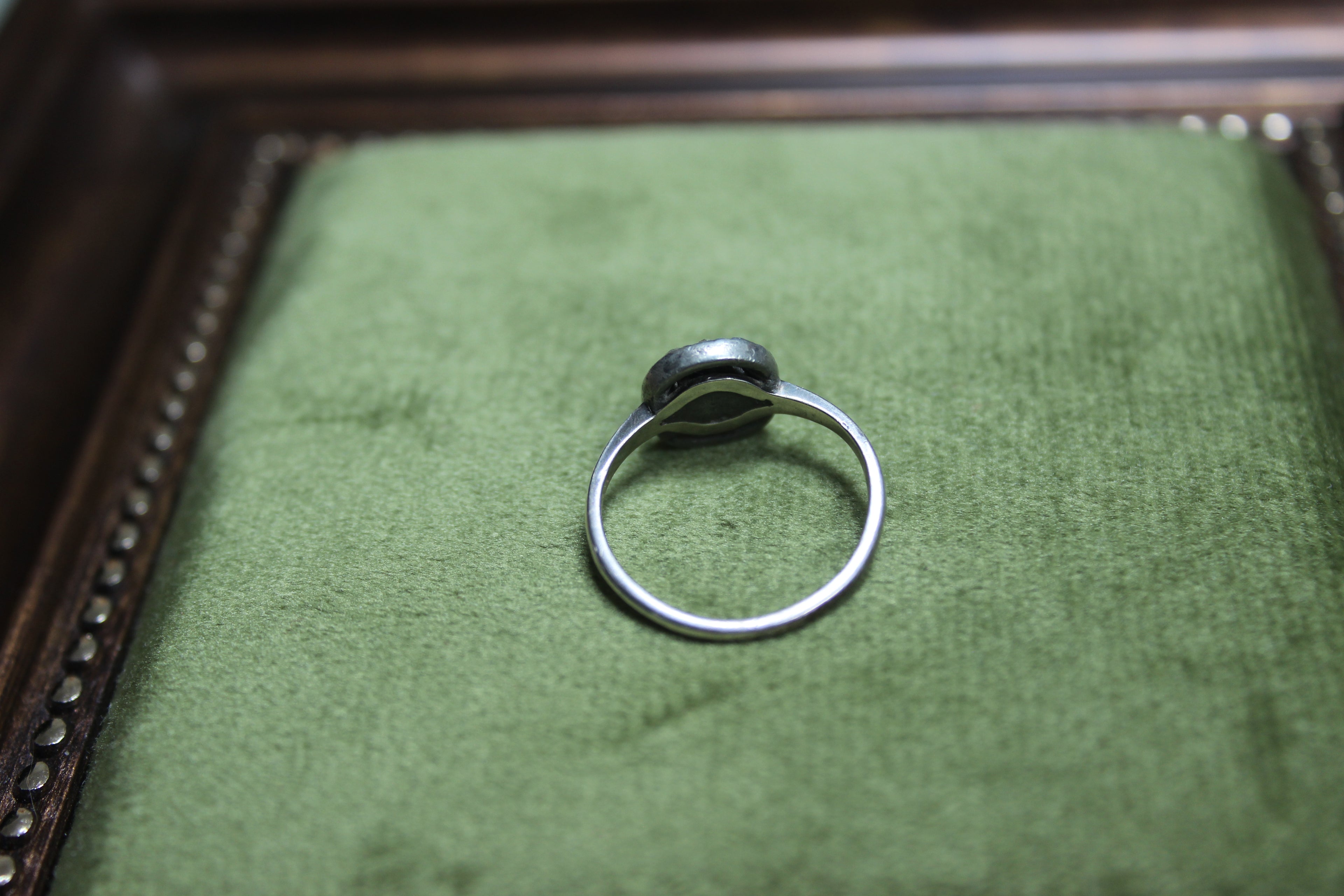 Vintage Sterling Silver Ring with Oval Green Stone