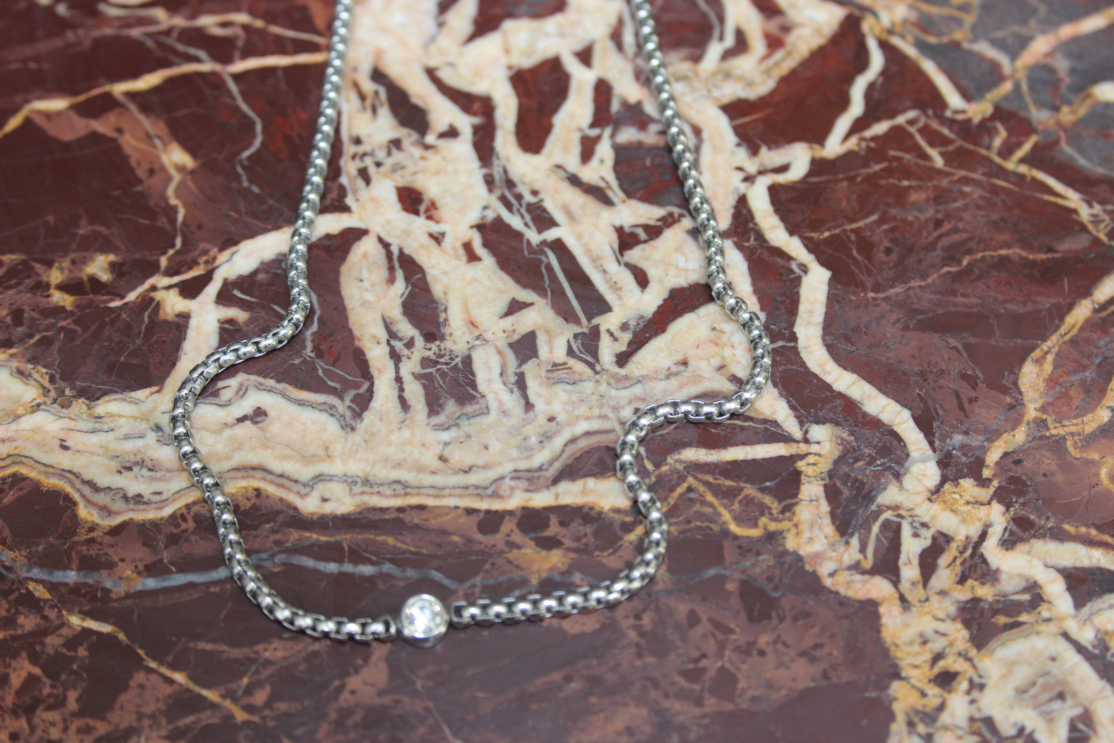 The White Stone Pendant Necklace  Silver