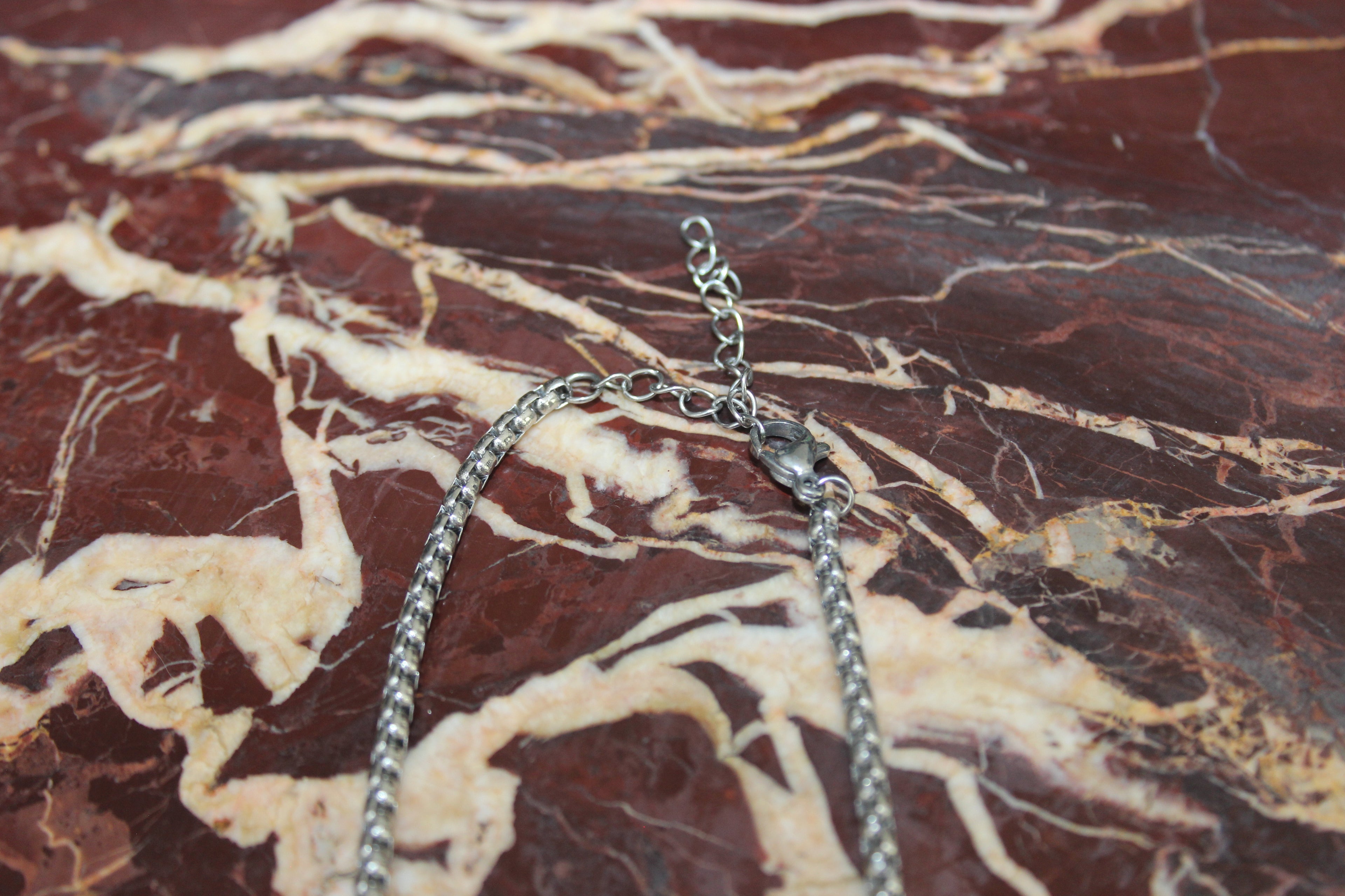 The White Stone Pendant Necklace  Silver