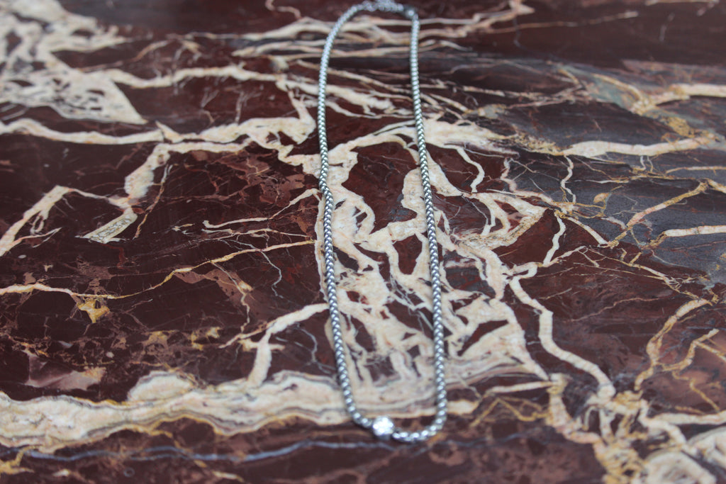 The White Stone Pendant Necklace  Silver