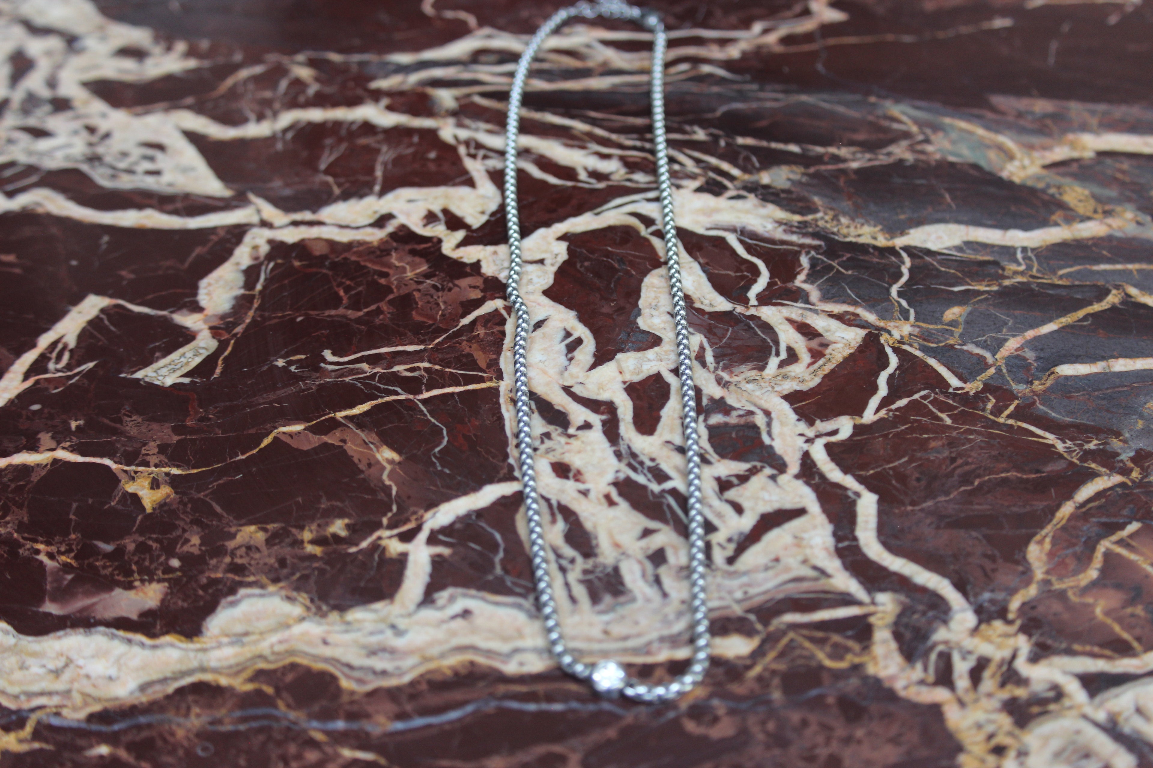 The White Stone Pendant Necklace  Silver