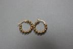 Small Gold Beaded Hoop Earrings (close-up) – The Nook