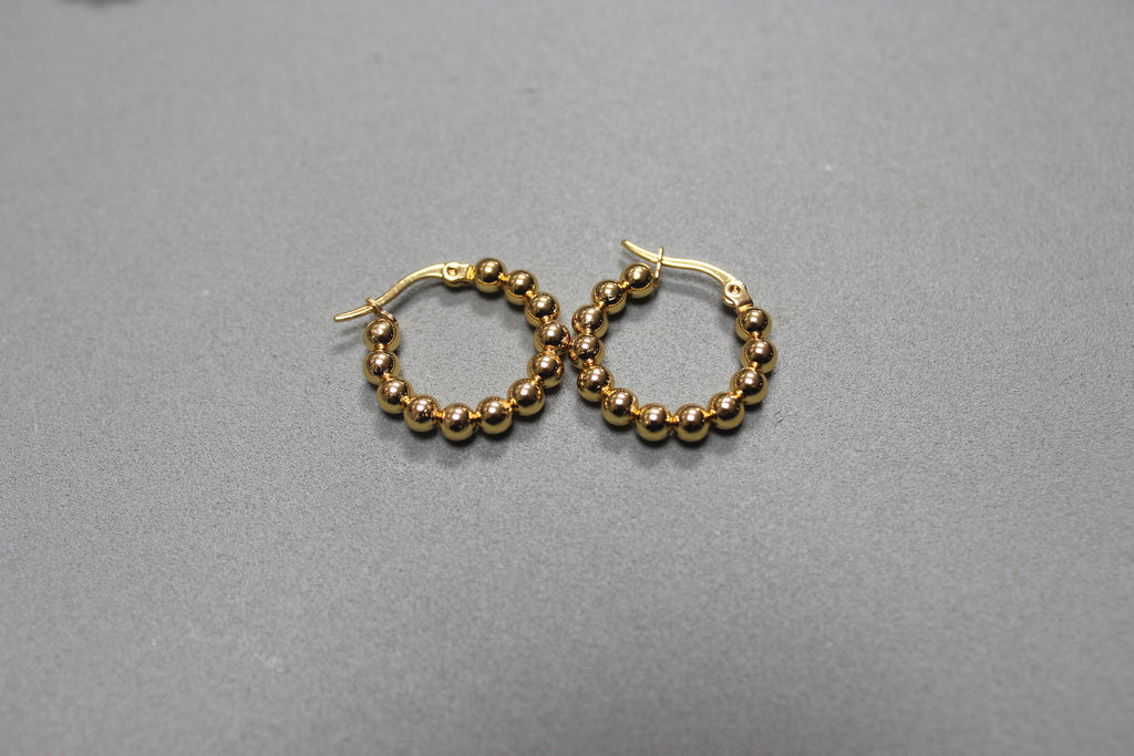 Small Gold Beaded Hoop Earrings (alternate view) – The Nook