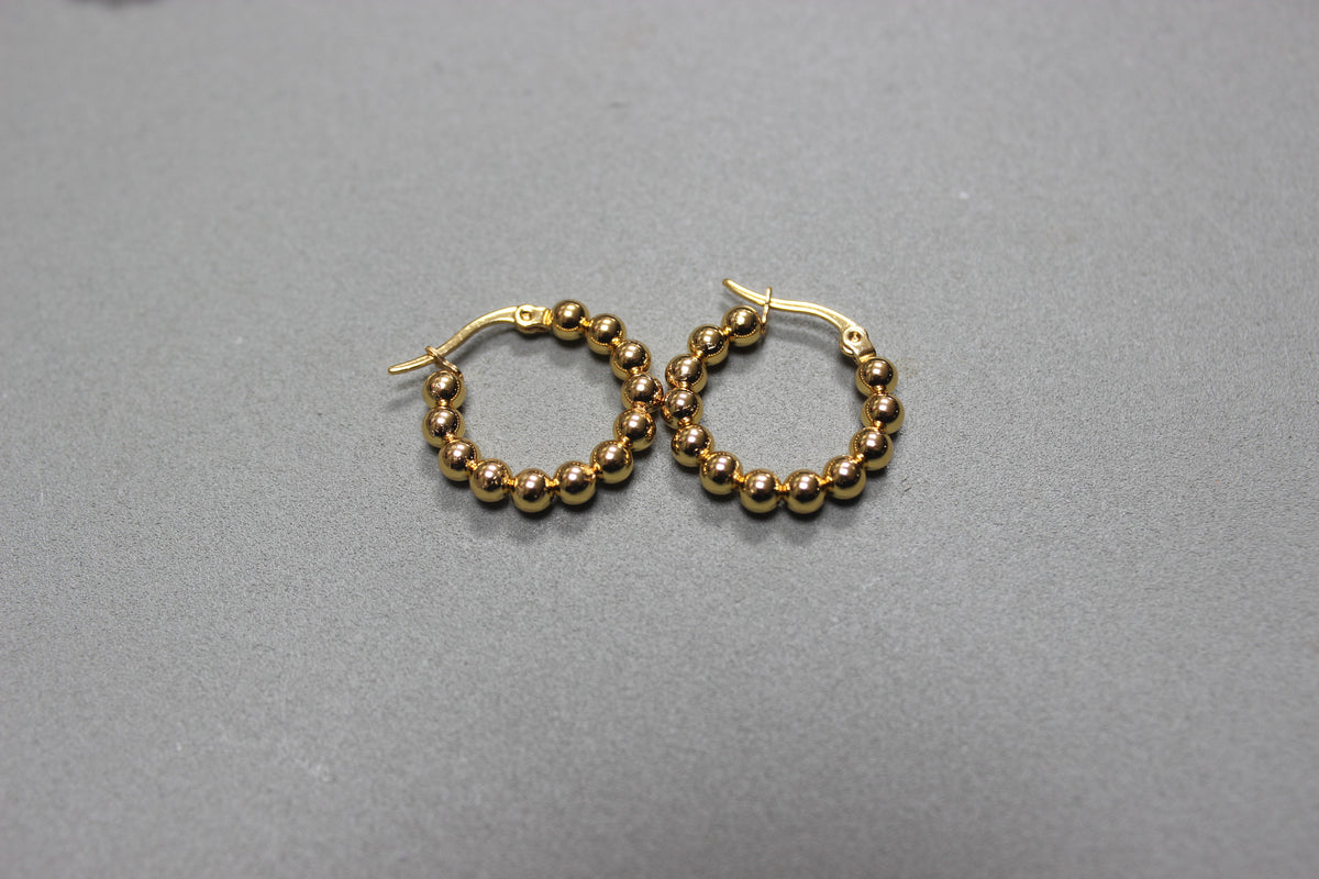 Small Gold Beaded Hoop Earrings (alternate view) – The Nook