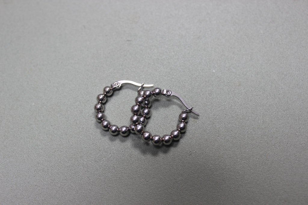 Small Silver Beaded Hoop Earrings – The Nook