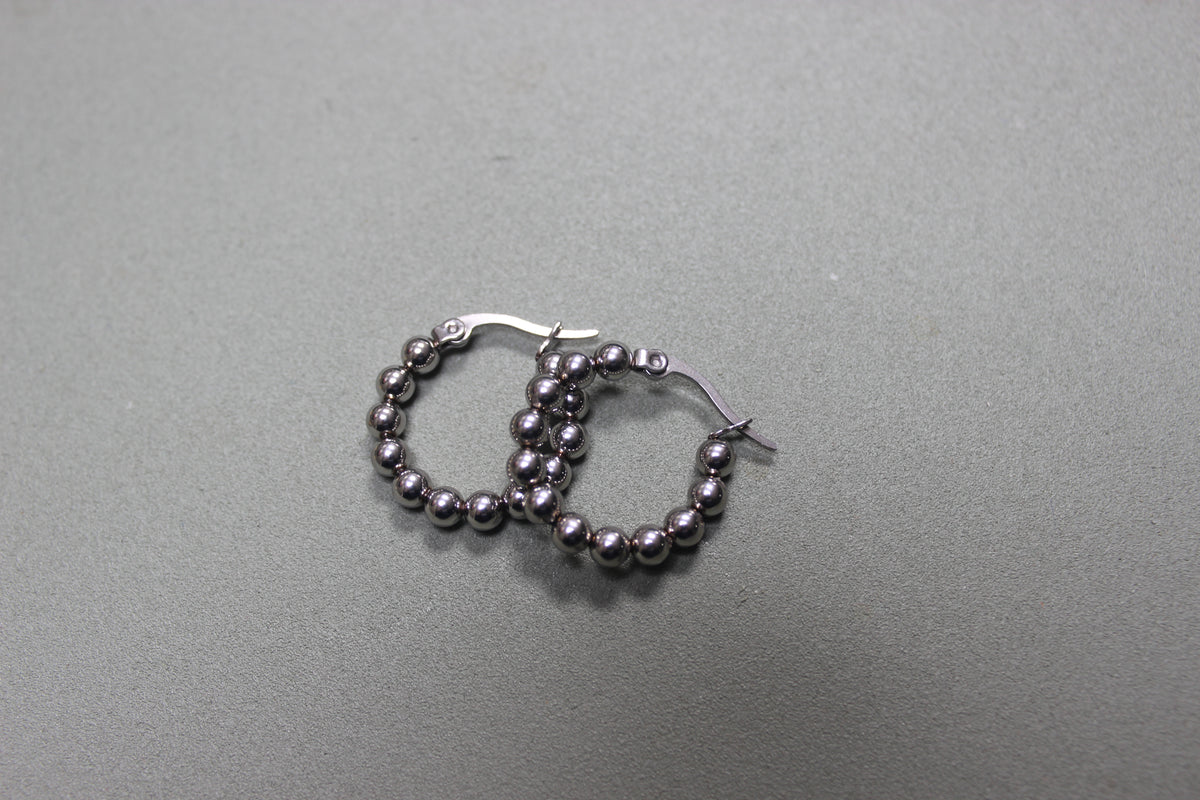 Small Silver Beaded Hoop Earrings – The Nook