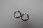Small Silver Beaded Hoop Earrings (close-up) – The Nook