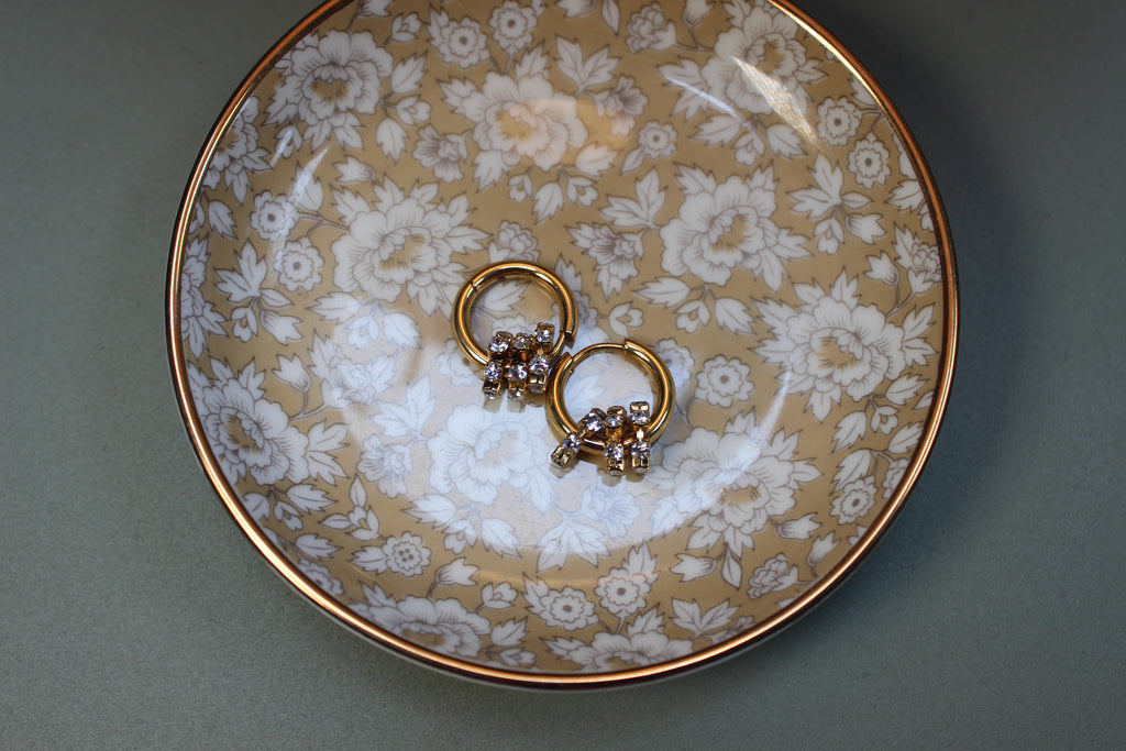 Small Gold Crystal Hoop Earrings (worn) – The Nook