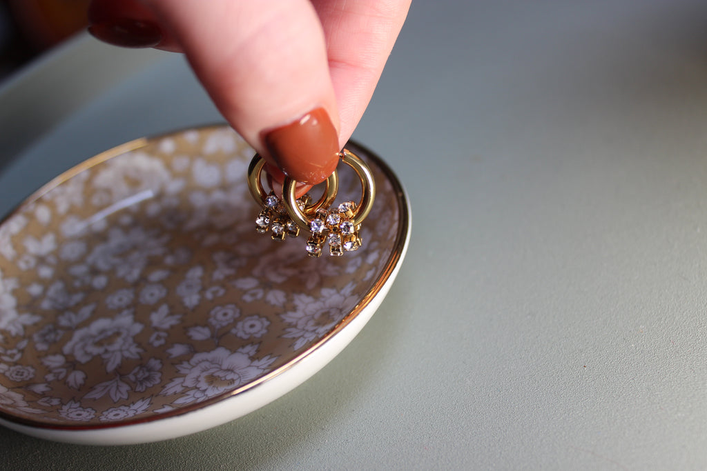 Small Gold Crystal Hoop Earrings (styled) – The Nook