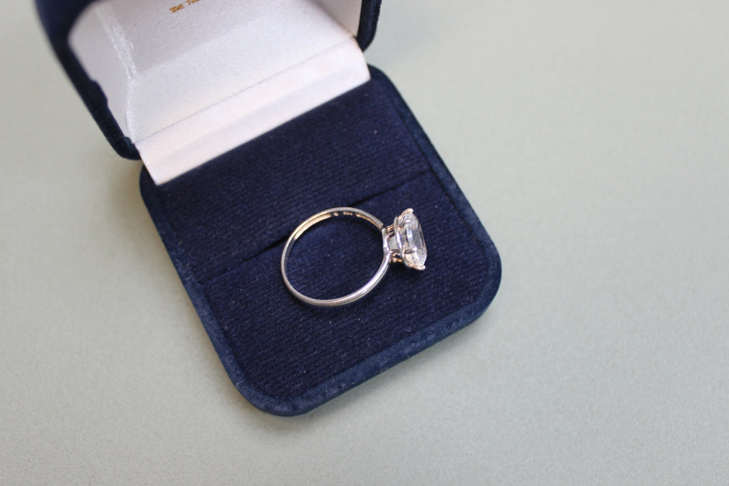 Vintage Sterling Silver Ring – Scandinavian White Stone Solitaire (worn) – The Nook