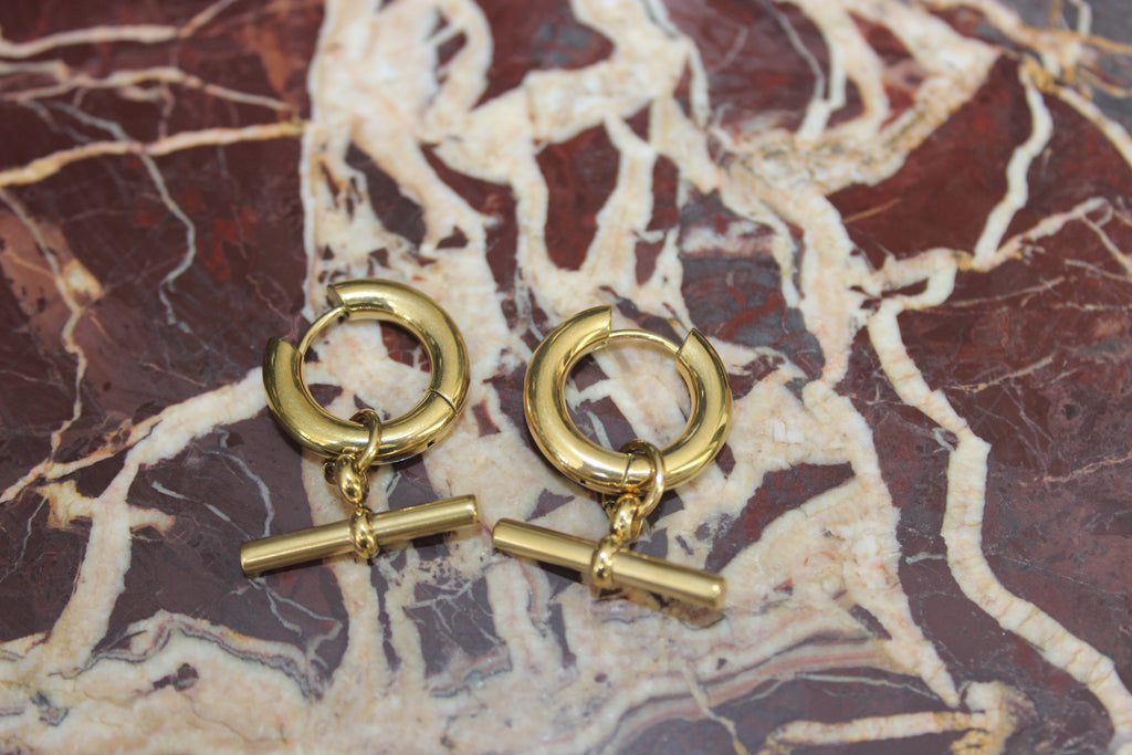The Gold T-Bar Hoop Earrings