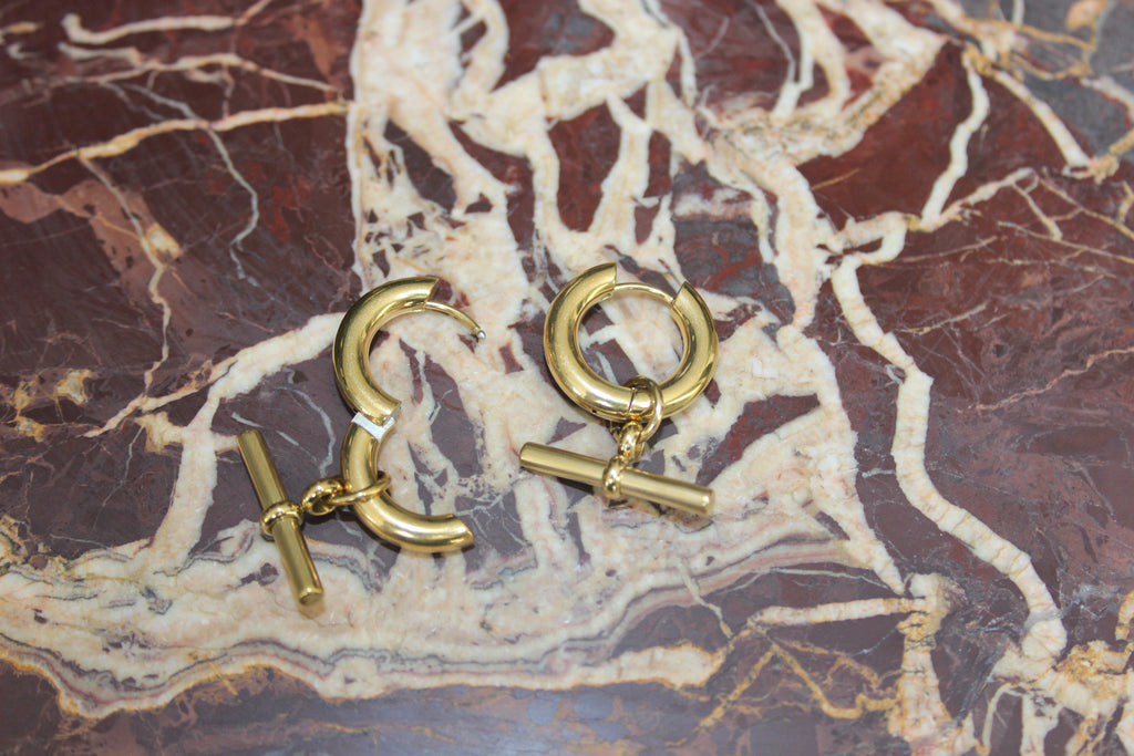 The Gold T-Bar Hoop Earrings