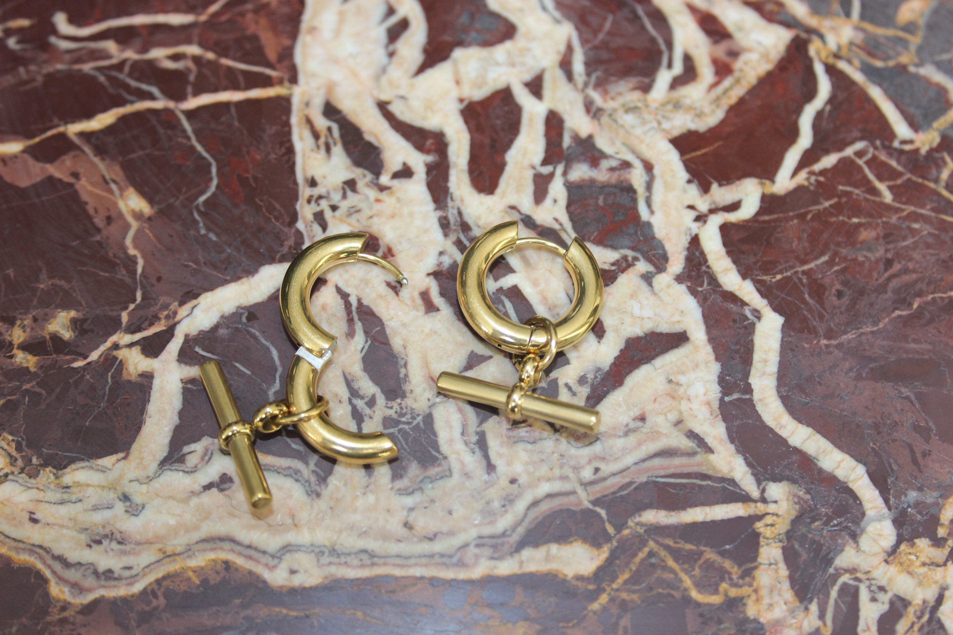 The Gold T-Bar Hoop Earrings