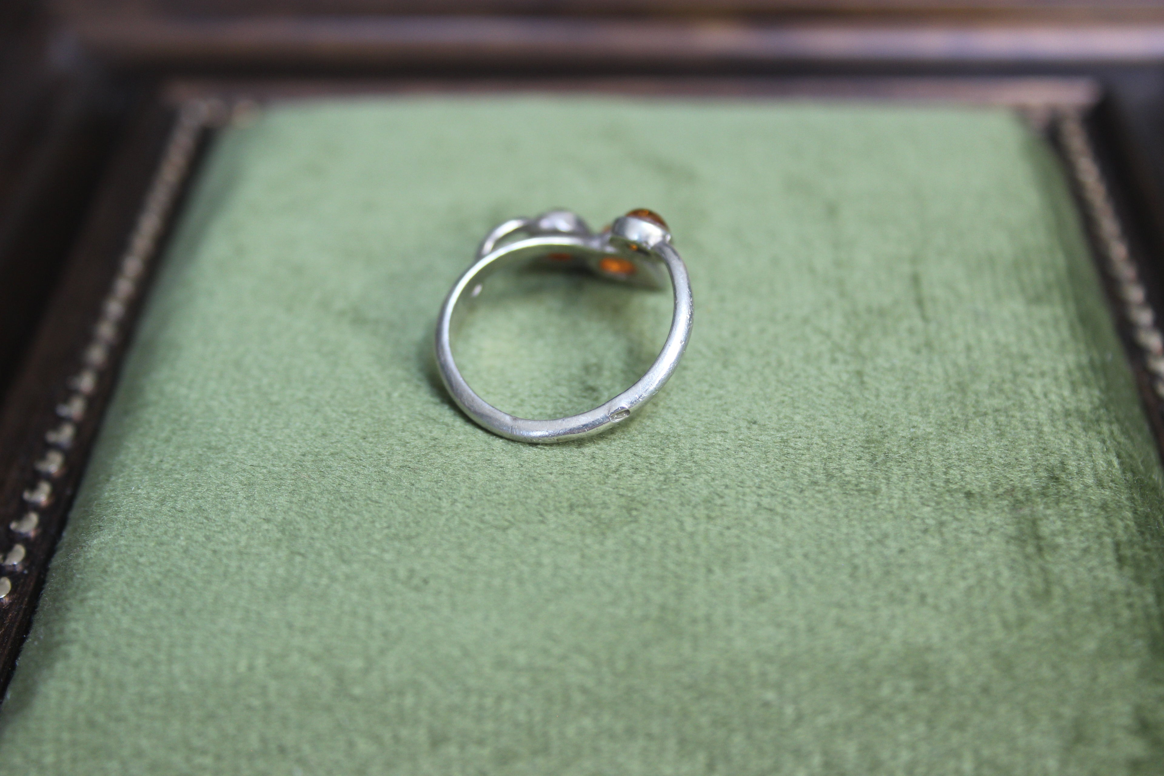 Silver Ring with Three Amber Stones