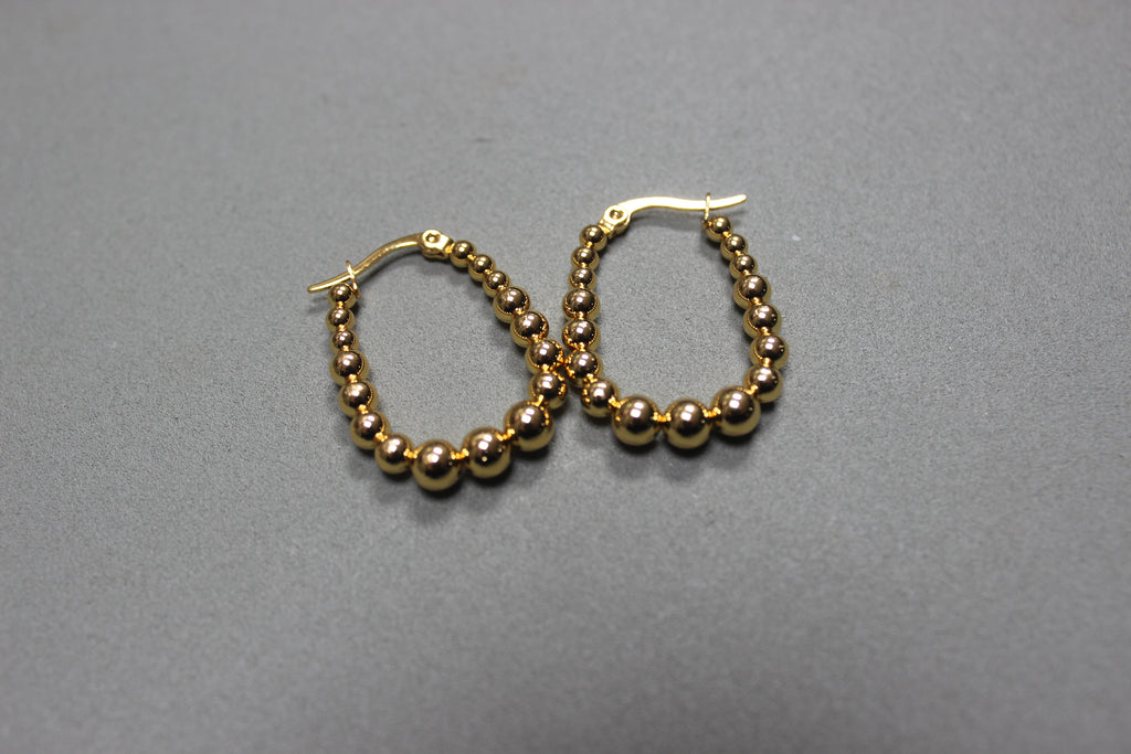 U-Shaped Gold Beaded Hoop Earrings – The Nook