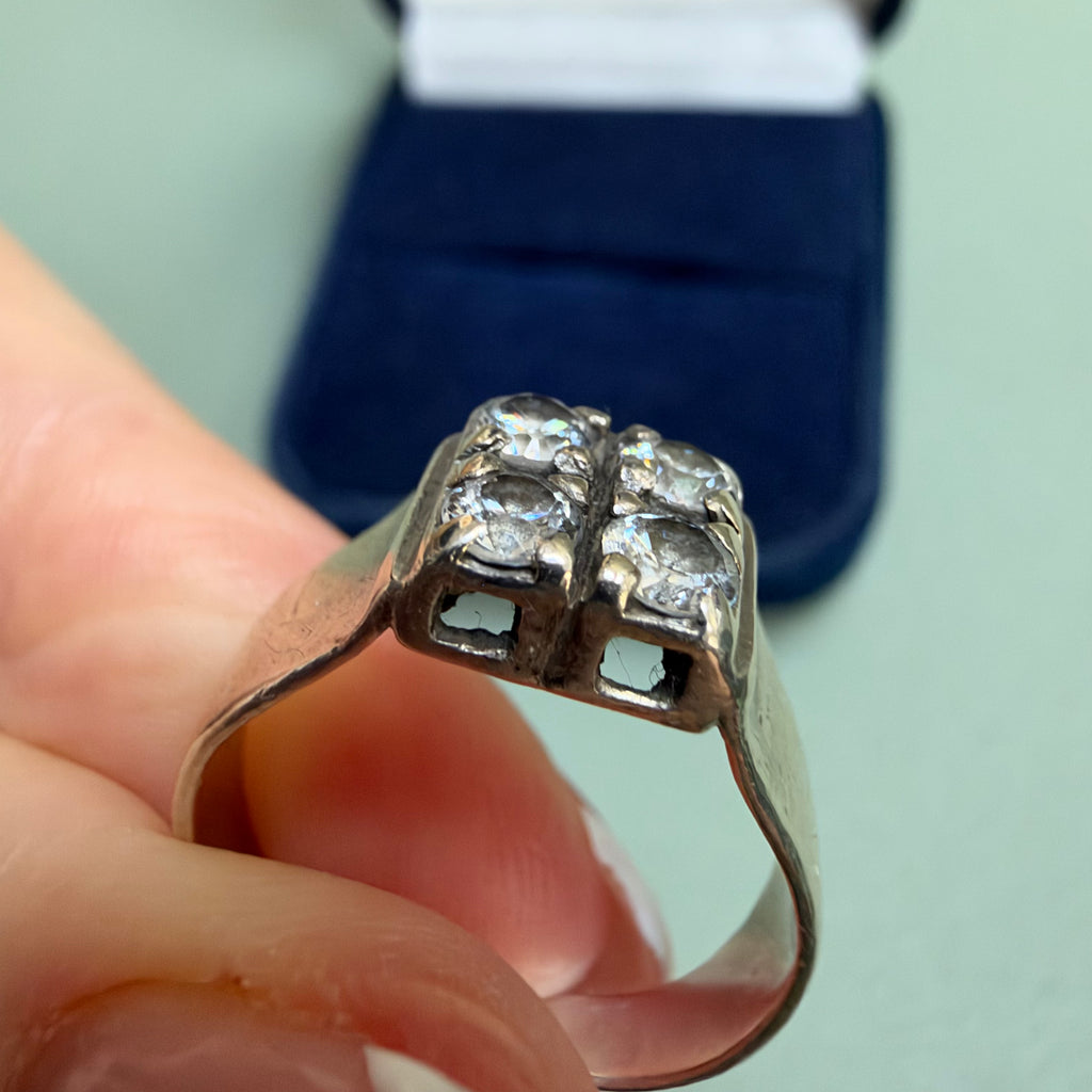 Vintage Sterling Silver Quad Signet Ring