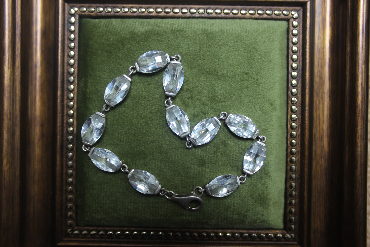 Vintage Silver Bracelet with Sparkly Clear CZ Stones – The Nook