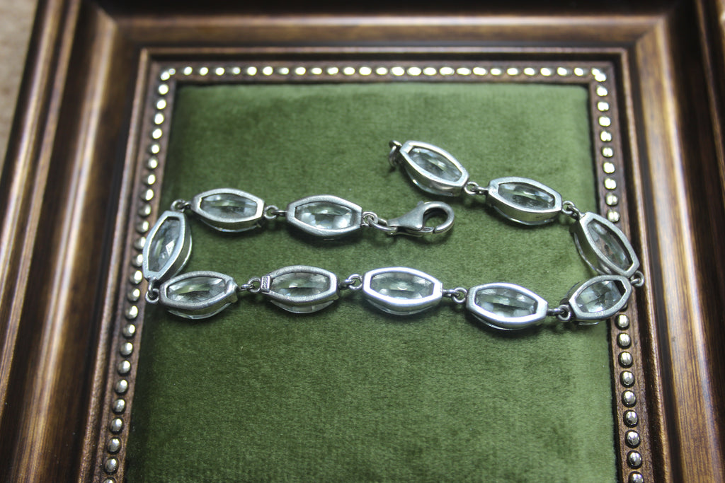 Vintage Silver Bracelet with Sparkly Clear CZ Stones (alternate view) – The Nook