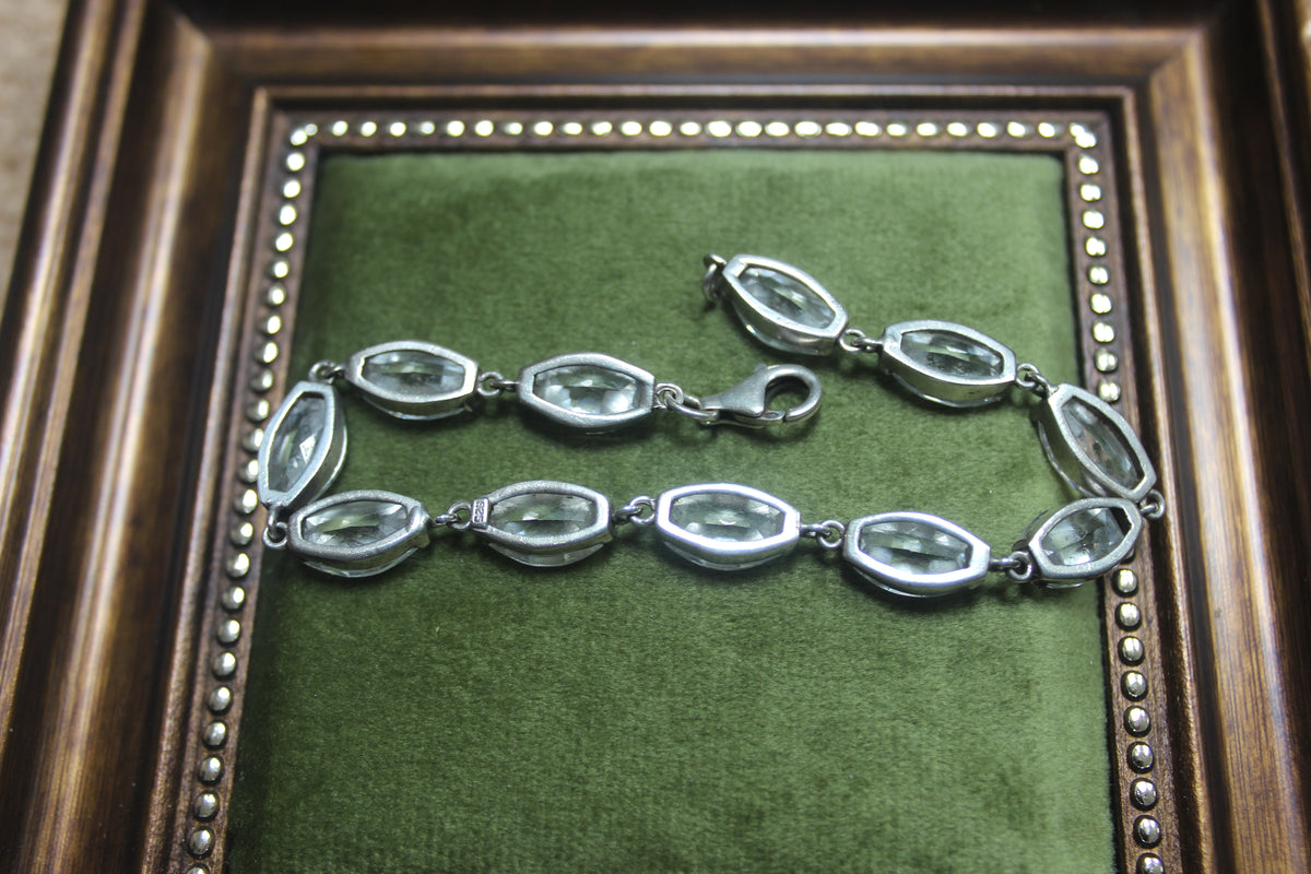 Vintage Silver Bracelet with Sparkly Clear CZ Stones (alternate view) – The Nook