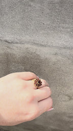 Vintage 9ct Gold Natural Garnet Cluster Ring – Sheffield Hallmarked 1976