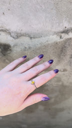 Light Amber Stone Silver Ring with Ball Band