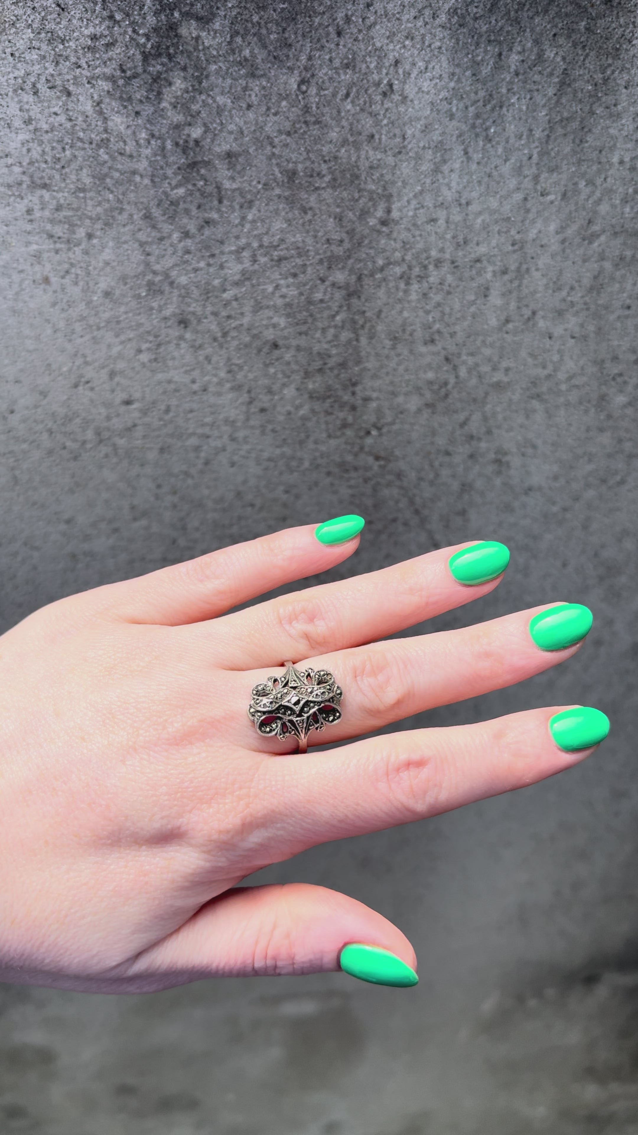Vintage Sterling Silver Decorative Clear Stone Ring with Intricate Design